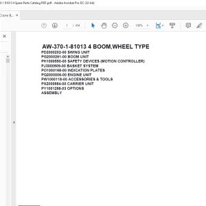 Tadano Crane AW-370-1-81013 4 BOOM,WHEEL TYPE Spare Parts Catalog Manual - PDF DOWNLOAD