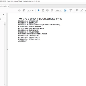 Tadano Crane AW-370-3-80101 4 BOOM,WHEEL TYPE Spare Parts Catalog Manual - PDF DOWNLOAD