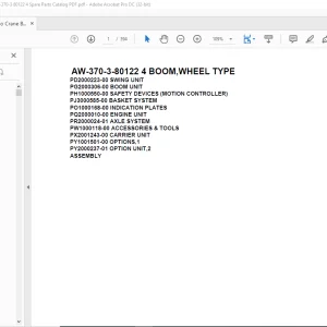 Tadano Crane AW-370-3-80122 4 BOOM,WHEEL TYPE Spare Parts Catalog Manual - PDF DOWNLOAD