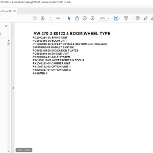 Tadano Crane AW-370-3-80123 4 BOOM,WHEEL TYPE Spare Parts Catalog Manual - PDF DOWNLOAD