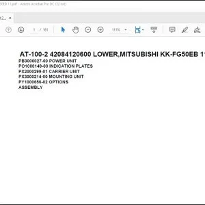 Tadano crane AT-100-2 42084120600 LOWER MITSUBISHI KK-FG50EB 11 Spare Parts Manual - PDF DOWNLOAD