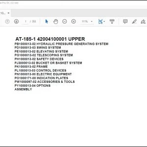 Tadano crane AT-185-1 42004100001 UPPER Spare Parts Manual - PDF DOWNLOAD