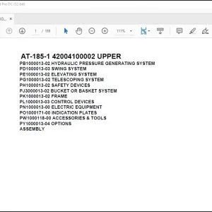 Tadano crane AT-185-1 42004100002 UPPER Spare Parts Catalog Manual - PDF DOWNLOAD