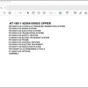 Tadano crane AT-185-1 42004100003 UPPER Spare Parts Catalog Manual - PDF DOWNLOAD