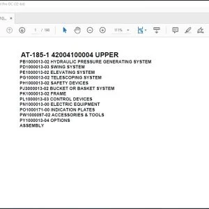 Tadano crane AT-185-1 42004100004 UPPER Spare Parts Catalog Manual - PDF DOWNLOAD