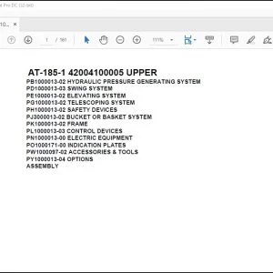 Tadano crane AT-185-1 42004100005 UPPER Spare Parts Catalog Manual - PDF DOWNLOAD