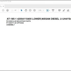 Tadano crane AT-185-1 42004110400 LOWER NISSAN DIESEL U-UH4YS41UWH4SHFS4 Spare Parts Catalog Manual - PDF DOWNLOAD