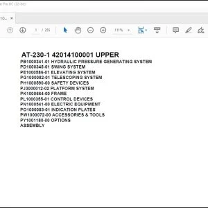 Tadano crane AT-230-1 42014100001 UPPER Spare Parts Manual - PDF DOWNLOAD