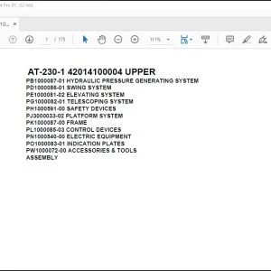 Tadano crane AT-230-1 42014100004 UPPER Spare Parts Manual - PDF DOWNLOAD