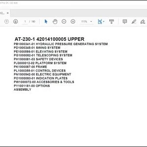 Tadano crane AT-230-1 42014100005 UPPER Spare Parts Manual - PDF DOWNLOAD