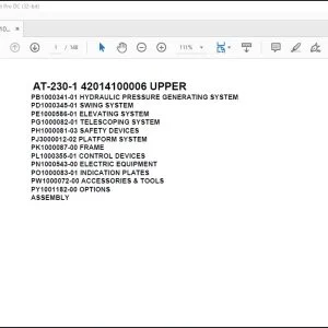 Tadano crane AT-230-1 42014100006 UPPER Spare Parts Manual - PDF DOWNLOAD