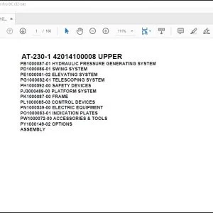 Tadano crane AT-230-1 42014100008 UPPER Spare Parts Manual - PDF DOWNLOAD