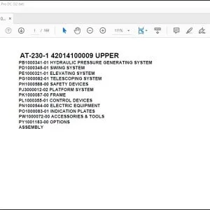 Tadano crane AT-230-1 42014100009 UPPER Spare Parts Manual - PDF DOWNLOAD