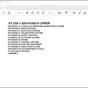 Tadano crane AT-230-1 42014100010 UPPER Spare Parts Manual - PDF DOWNLOAD