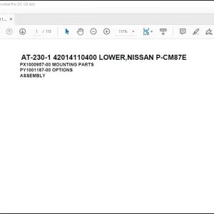 Tadano crane AT-230-1 42014110400 LOWER,NISSAN P-CM87E Spare Parts Manual  -  PDF DOWNLOAD