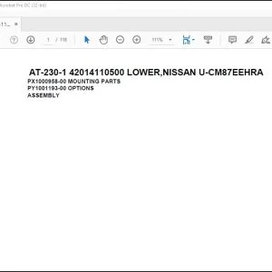 Tadano crane AT-230-1 42014110500 LOWER,NISSAN U-CM87EEHRA Spare Parts Manual - PDF DOWNLOAD