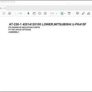 Tadano crane AT-230-1 42014120100 LOWER MITSUBISHI U-FK415F Spare Parts Manual -  PDF DOWNLOAD