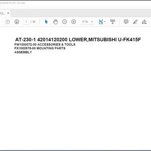 Tadano crane AT-230-1 42014120200 LOWER,MITSUBISHI U-FK415F Spare Parts Manual - PDF DOWNLOAD