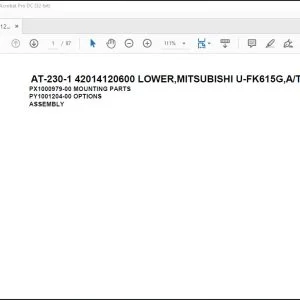 Tadano crane AT-230-1 42014120600 LOWER,MITSUBISHI U-FK615G,A/T Spare Parts Manual - PDF DOWNLOAD