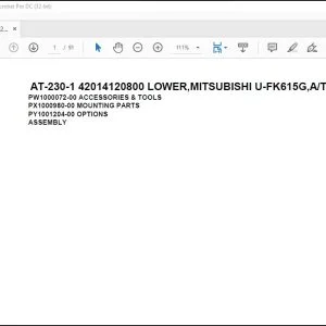 Tadano crane AT-230-1 42014120800 LOWER,MITSUBISHI U-FK615G,A/T Spare Parts Manual - PDF DOWNLOAD