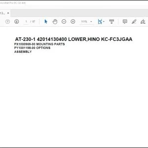 Tadano crane AT-230-1 42014130400 LOWER,HINO KC-FC3JGAA Spare Parts Manual - PDF DOWNLOAD