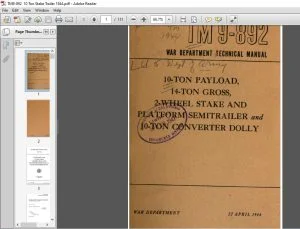 War Department 10-TON PAYLOAD, 14-TON GROSS, 2-WHEEL STAKE & PLATFORM SEMITRAILER & 10-TON CONVERTER DOLLY Technical Manual 9-892 - PDF DOWNLOAD