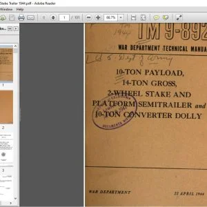 War Department 10-TON PAYLOAD, 14-TON GROSS, 2-WHEEL STAKE & PLATFORM SEMITRAILER & 10-TON CONVERTER DOLLY Technical Manual 9-892 - PDF DOWNLOAD