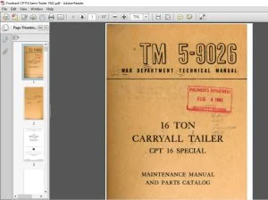 War Department 16 Ton Carryall Tailer CPT Special Maintenance Manual & Parts Catalog Manual 5-9026 - PDF DOWNLOAD