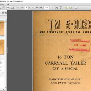 War Department 16 Ton Carryall Tailer CPT Special Maintenance Manual & Parts Catalog Manual 5-9026 - PDF DOWNLOAD