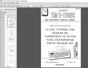 War Department 45-TON, 12-WHEEL (12dt) TRAILER M9, COMPONENT OF 45-TON TANK TRANSPORTER TRUCK-TRAILER M19 Technical Manual 9-1768C - PDF DOWNLOAD