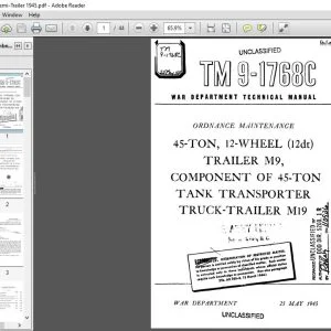 War Department 45-TON, 12-WHEEL (12dt) TRAILER M9, COMPONENT OF 45-TON TANK TRANSPORTER TRUCK-TRAILER M19 Technical Manual 9-1768C - PDF DOWNLOAD