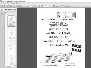 War Department SEMITRAILER, 6-TON PAYLOAD, 10-TON GROSS, 2-WHEEL, FUEL TANK, 2000-GALLON Technical Manual 9-891 - PDF DOWNLOAD