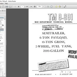 War Department SEMITRAILER, 6-TON PAYLOAD, 10-TON GROSS, 2-WHEEL, FUEL TANK, 2000-GALLON Technical Manual 9-891 - PDF DOWNLOAD
