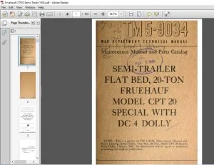 War Department Semi-Trailer Flat Bed, 20-ton Fruehauf CPT 20 Technical Manual 5-9034 - PDF DOWNLOAD
