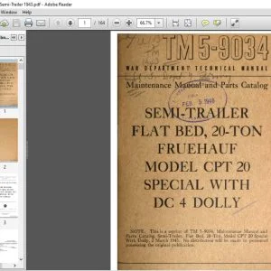 War Department Semi-Trailer Flat Bed, 20-ton Fruehauf CPT 20 Technical Manual 5-9034 - PDF DOWNLOAD