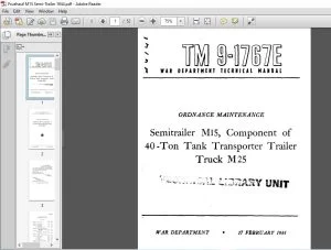 War Department Semitrailer M15, Component of 40-Ton Tank Transporter Trailer Truck M25 Technical Manual 9-1767E - PDF DOWNLOAD