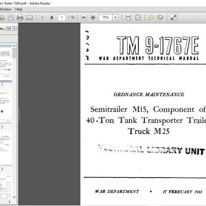 War Department Semitrailer M15, Component of 40-Ton Tank Transporter Trailer Truck M25 Technical Manual 9-1767E - PDF DOWNLOAD