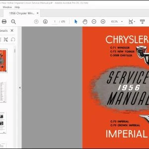 1956 Chrysler C-71 (Windsor) C-72 (New Yorker) C-300B (Chrysler) C-73 (Custom Imperial) C-70 (Crown Imperial) Service Manual - PDF DOWNLOAD