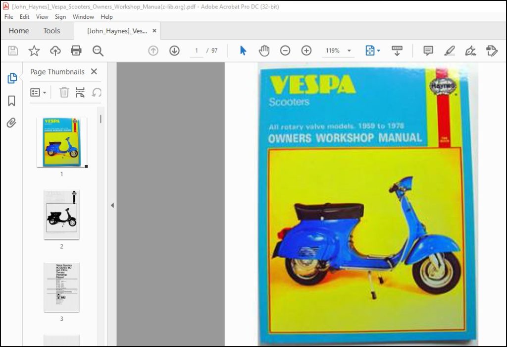 1959-1978 Vespa Scooters 90 125 150 180 & 200cc Owner Workshop Manual ...