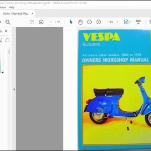 1959-1978 Vespa Scooters 90 125 150 180 & 200cc Owner Workshop Manual - PDF DOWNLOAD