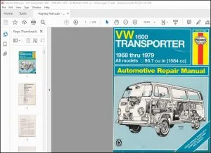1968-1979 Volkswagen Transporter 1600 Automotive Repair Manual - PDF DOWNLOAD