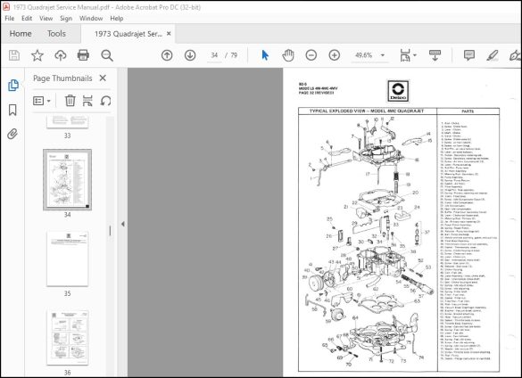 1973 Delco Quadrajet 4M 4MC 4MV Carburetor Service Manual - PDF ...