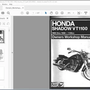 1985-1998 Honda Shadow VT1100 Owners Workshop Manual - PDF DOWNLOAD