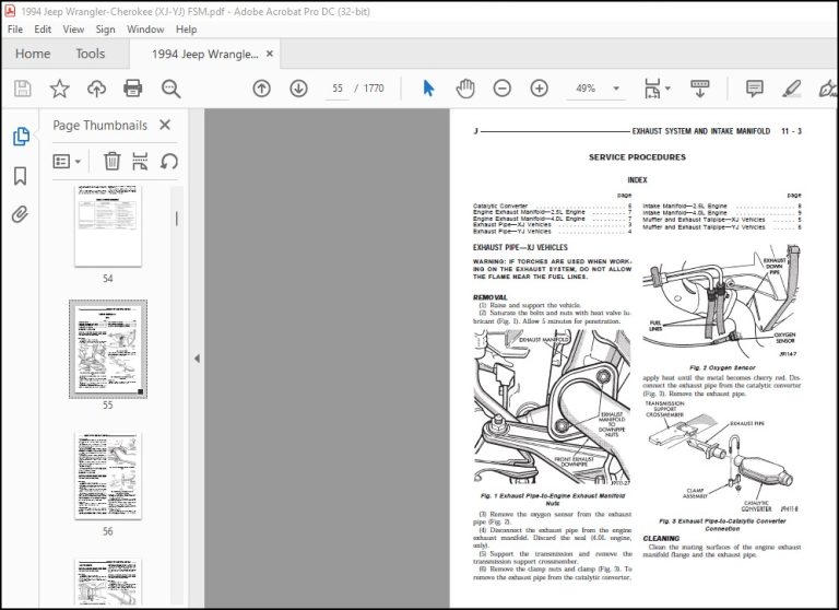 1994 JEEP Wrangler Cherokee XJ-YJ Factory Service Manual - PDF DOWNLOAD ...