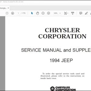 1994 JEEP Wrangler Cherokee XJ-YJ Factory Service Manual - PDF DOWNLOAD
