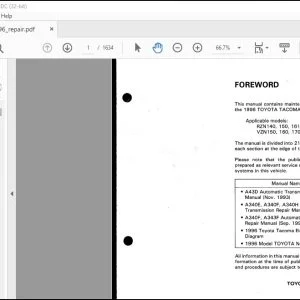 1996 Toyota Tacoma RZN 140 150 161 171 Series VZN 150 160 170 Series Service Manual - PDF DOWNLOAD