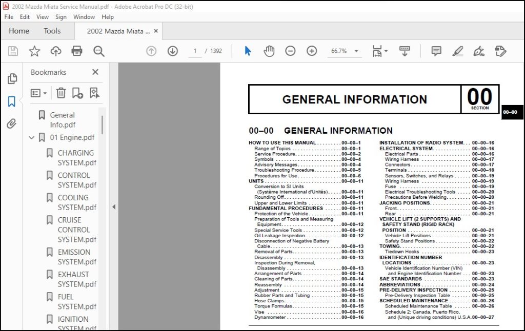 Na Miata Service Manual