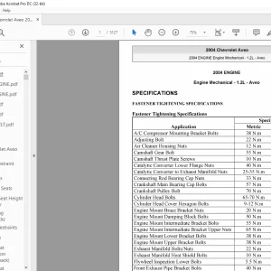 2004 Chevrolet Aveo 1.2L-Aveo Service Manual - PDF DOWNLOAD