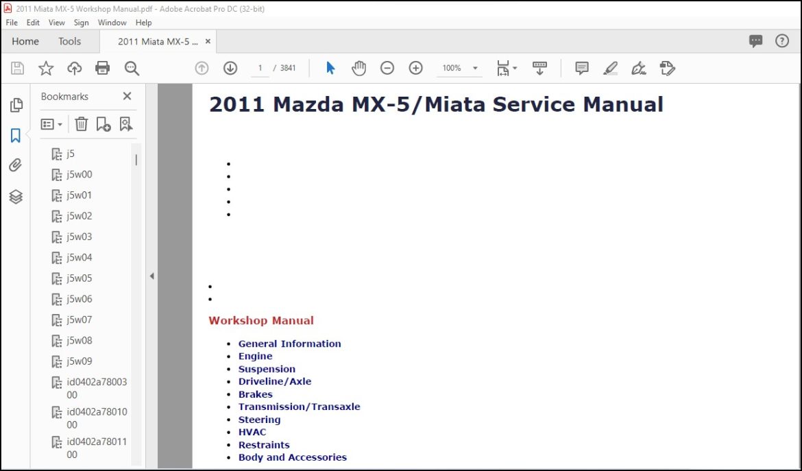 2011 Mazda MX-5/Miata Service Manual - PDF DOWNLOAD - HeyDownloads ...