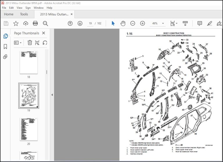 2013 Mitsubishi Outlander Body Repair Manual - PDF DOWNLOAD ...